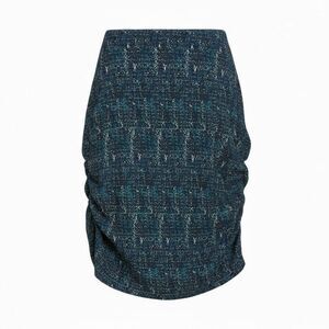 V. Vanessa Williams Printed Abstract Ruched Pull-on  Skirt Blue 2X